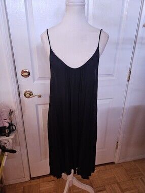 ELAN Free People Black Spaghetti Strap Slip Coverup Soft  Beach Summer Dress